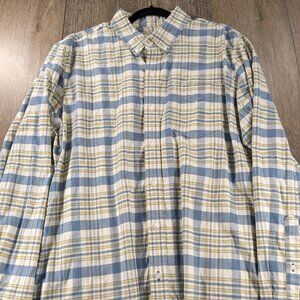 LL Bean Shirt Mens Large Blue Plaid Flannel Button Up Long Sleeve Western Grunge